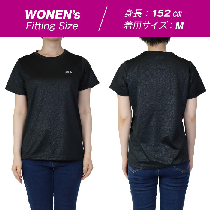 クイックドライ Tシャツ 半袖 レディース A.D.ONE 機能 吸汗 速乾 アスリート設計 スポーツ ゴルフ トレーニング ランニング ウォーキング シンプル 仕事着 ブラック ネイビー ラベンダー アウトドア 女性 婦人 women ADL-7946