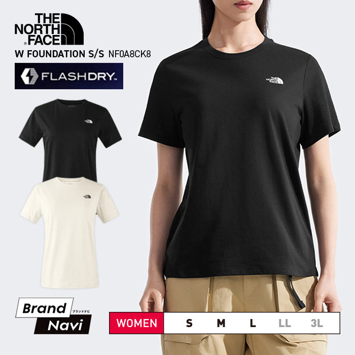 【全2色】レディース ノースフェイス Tシャツ ティーシャツ 半袖 スポーツ アウトドア ドライ ブラック ホワイト 黒 白 FOUNDATION NF0A8CK8 吸水 速乾