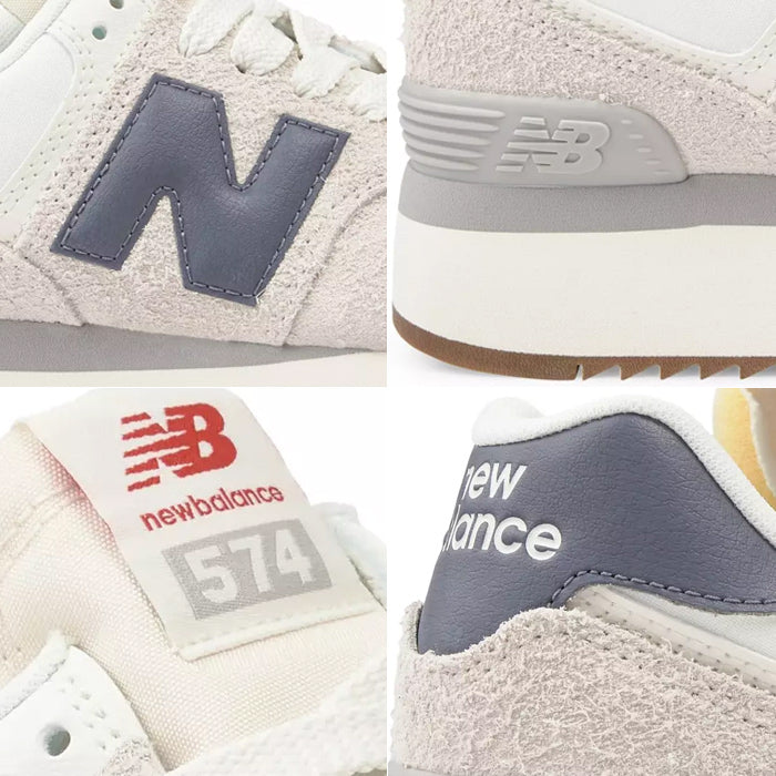 【全2色】レディース ニューバランス 厚底 スニーカー 574+ シューズ ボリュームソール 靴 かわいい おしゃれ 軽量 チャンキー ライトグレー レトロ ローカット ロゴ インパクト
