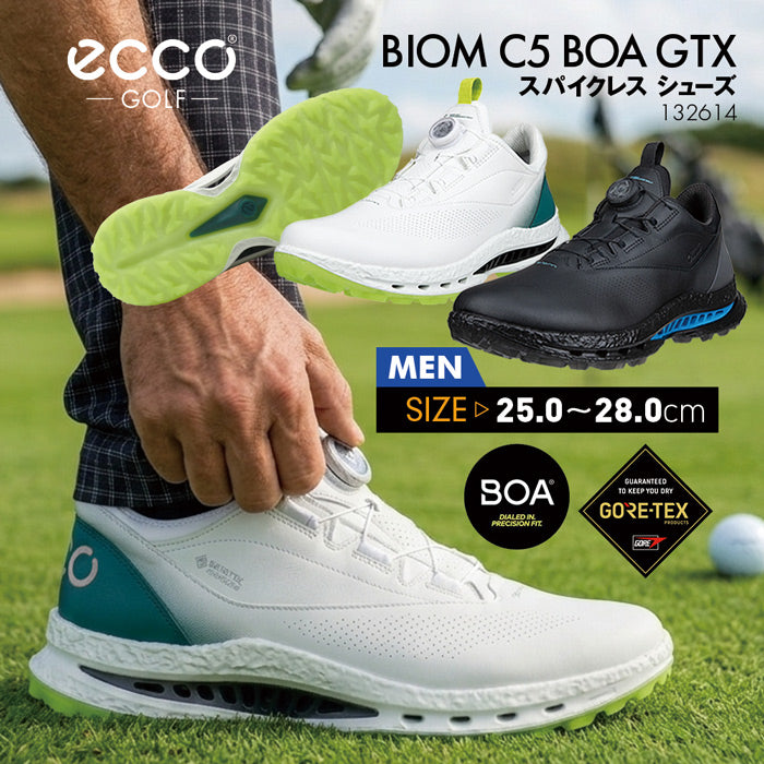 ECCO メンズ ゴルフ スパイクレスシューズ ダイヤル調整 GOLF BIOM C5 バイオム ゴアテックス 防水 透湿 防滑 歩きやすい 疲れにくい 全天候対応 BOAフィット