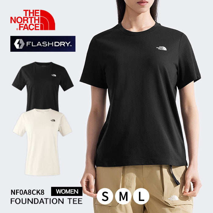 【全2色】レディース ノースフェイス Tシャツ ティーシャツ 半袖 スポーツ アウトドア ドライ ブラック ホワイト 黒 白 FOUNDATION NF0A8CK8 吸水 速乾