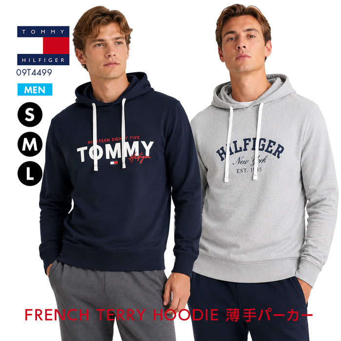 トミーヒルフィガー パーカー メンズ TOMMY HILFIGER フレンチテリー フーディー ロゴ プルオーバー 長袖 薄手 春 秋 USサイズ 09T4499