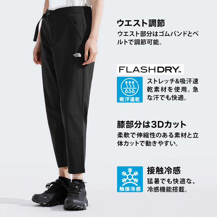 【 猛暑対応 】 ノースフェイス トレッキング パンツ レディース シンプル 高機能 アンクル丈 THE NORTH FACE W TREKKER PLUS PANT NF0A8CJT 吸汗速乾 ストレッチ 接触冷感 ブラック アウトドア ロゴ スポーツ 女性 婦人 おしゃれ ギフト カジュアル