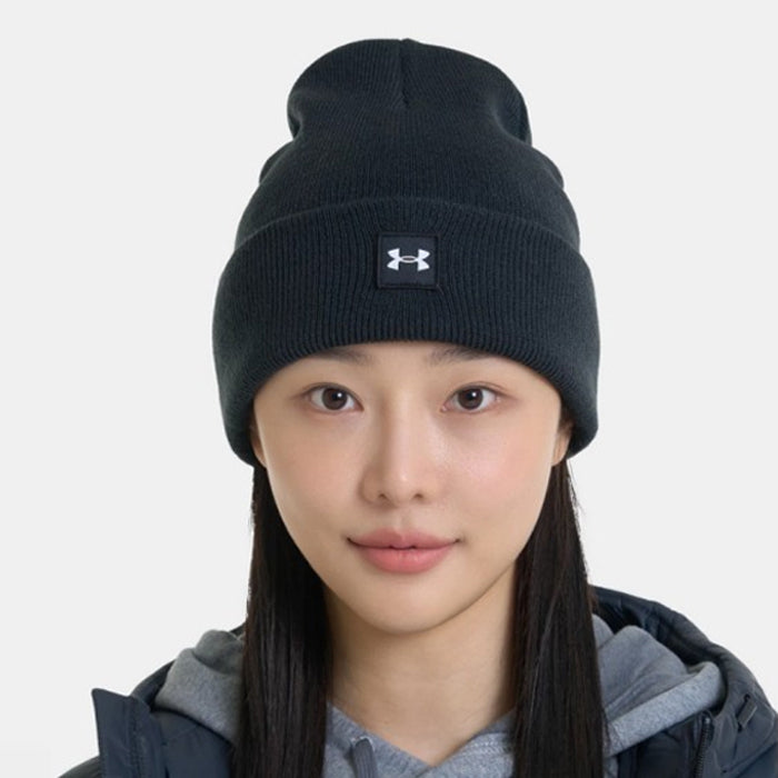 アンダーアーマー ニット帽子 ビーニー帽 帽子 ユニセックス アクリル 防寒 保温 ロゴ アウトドア 冬キャンプ 冬レジャー ブラック Halftime Cuff 1373155 UNDER ARMOUR