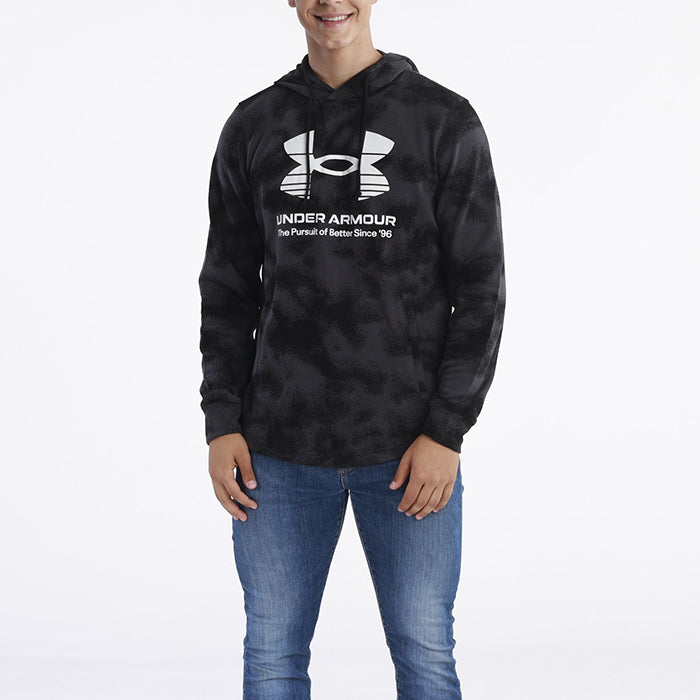 UNDER ARMOUR メンズ アンダーアーマー プルオーバーパーカー 吸汗速乾 ライバルテリー フーディー 1377185 速乾性 裏毛 トレーニングウエア ルームウエア スウェット ブラック 黒 フード ポケット