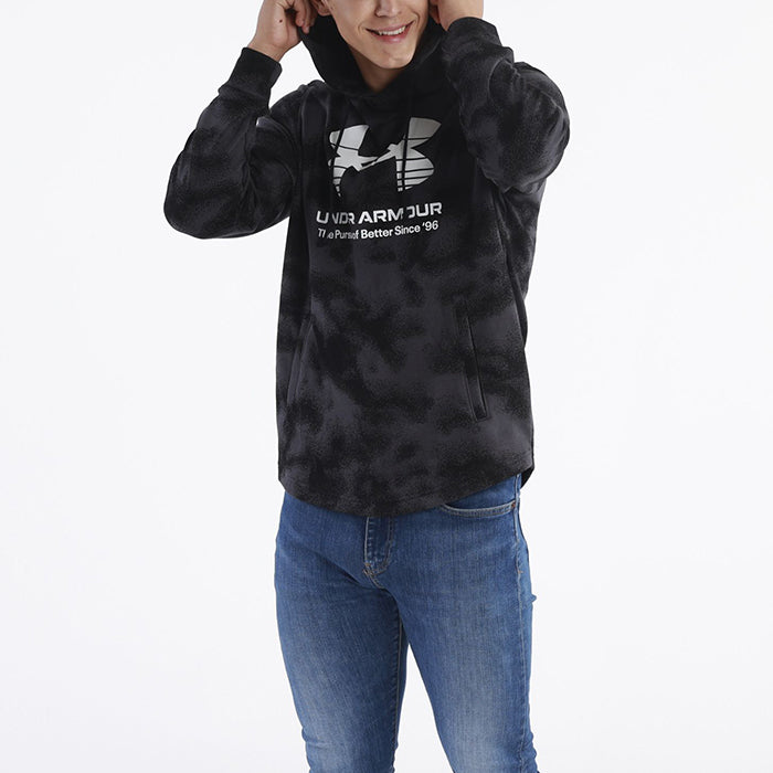 UNDER ARMOUR メンズ アンダーアーマー プルオーバーパーカー 吸汗速乾 ライバルテリー フーディー 1377185 速乾性 裏毛 トレーニングウエア ルームウエア スウェット ブラック 黒 フード ポケット