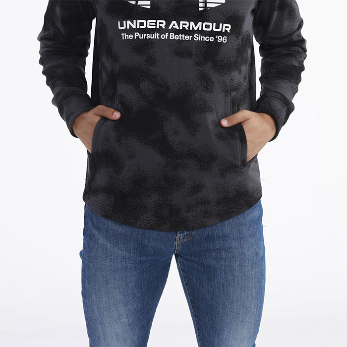 UNDER ARMOUR メンズ アンダーアーマー プルオーバーパーカー 吸汗速乾 ライバルテリー フーディー 1377185 速乾性 裏毛 トレーニングウエア ルームウエア スウェット ブラック 黒 フード ポケット