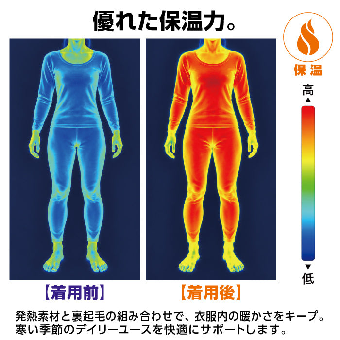 レディース発熱・保温インナー 裏起毛 吸汗速乾