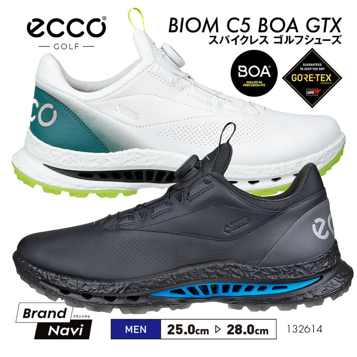 ECCO メンズ ゴルフ スパイクレスシューズ ダイヤル調整 GOLF BIOM C5 バイオム ゴアテックス 防水 透湿 防滑 歩きやすい 疲れにくい 全天候対応 BOAフィット