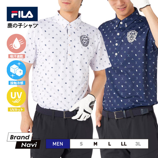 メンズ 男性用 フィラ FILA ポロシャツ 半袖 吸汗 速乾 UVカット 冷感 ひんやり ストレッチ 伸縮性 ゴルフウェア スポーツ 運動 快適 プレゼント