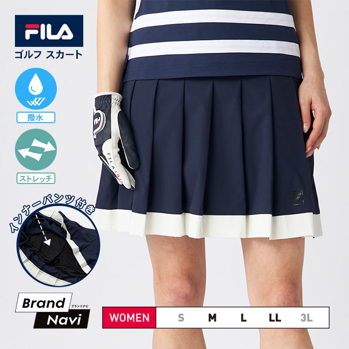 FILA スカート ゴルフ レディース 女性用 フィラ インナー 一体型 ストレッチ スイング 運動 快適 撥水 スポーツ ネイビー