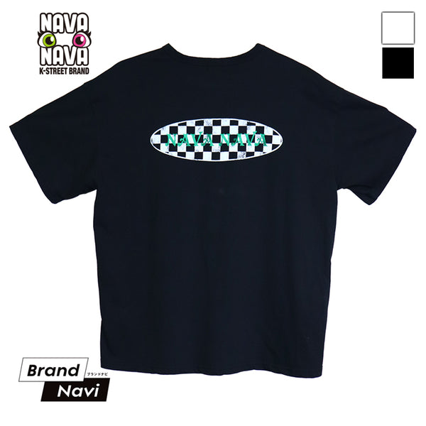 【日本初上陸】ナバナバ 半袖TEE NAVANAVA オーバルロゴ 子供 男子 女子 韓国 Kファッション Tシャツ 韓流 ストリート 男女兼用 ビックシルエット オーバーサイズ 人気 ダンス チェッカー おしゃれ かわいい 小学生 中学生