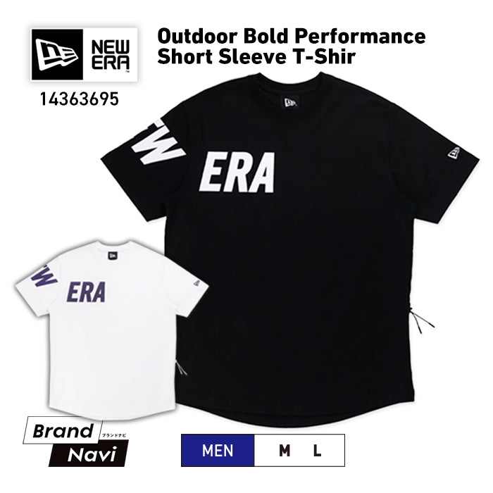 ニューエラ OUTDOOR BOLD ブラック ホワイト パフォーマンス 半袖 ロゴ Tシャツ メンズ 14363696 14363695 アウトドア キャンプ ゴルフ 野球 ウォーキング カジュアル スポーツ