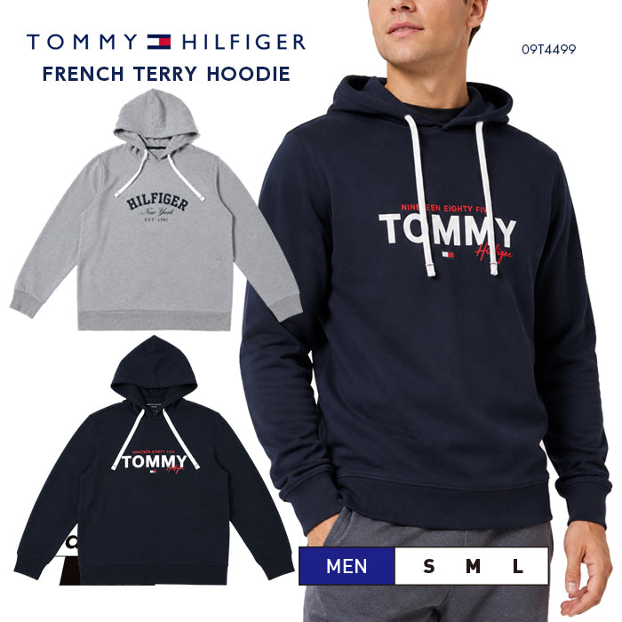 トミーヒルフィガー パーカー メンズ TOMMY HILFIGER フレンチテリー フーディー ロゴ プルオーバー 長袖 薄手 春 秋 USサイズ 09T4499