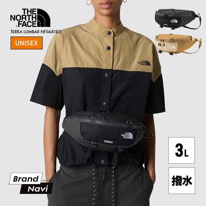 【全2色】ノースフェイス バッグ THE NORTH FACE ウエストバッグ レディース メンズ ブラック 撥水 かばん ユニセックス 通学 通勤 旅行 ハイキング ウォーキング 黒 ブラウン グレー TERRA LUMBAR NF0A81EO