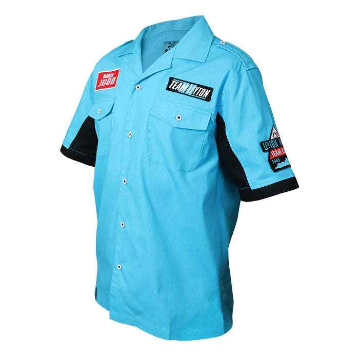 【 祝40周年特別企画 】レイトンハウス 記念 限定 レーシングチーム 半袖 ピットシャツ メンズ F1 モータースポーツ レトロ バブル 昭和 ワークス レイトンブルー ブラック 豪華 復刻 LEYTON HOUSE anniversary limited 紳士 男性