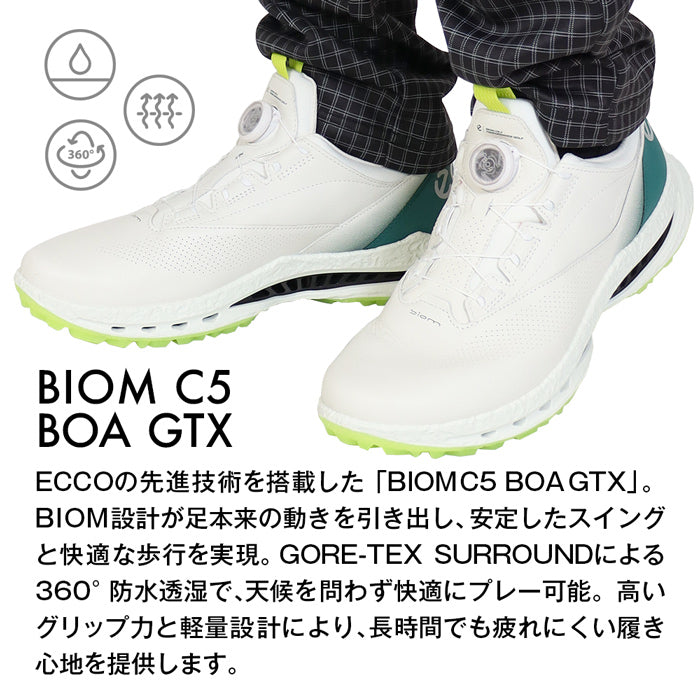 ECCO メンズ ゴルフ スパイクレスシューズ ダイヤル調整 GOLF BIOM C5 バイオム ゴアテックス 防水 透湿 防滑 歩きやすい 疲れにくい 全天候対応 BOAフィット