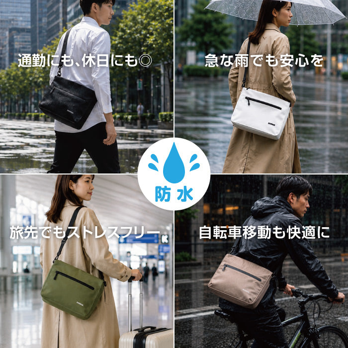 【新製品】 防水ショルダーバッグ 8L A4対応 キャリーオン対応 軽量 ショルダーバッグ タブレット収納 通勤 通学 旅行 自転車 メンズ レディース ユニセックス GMOOD GMB-002