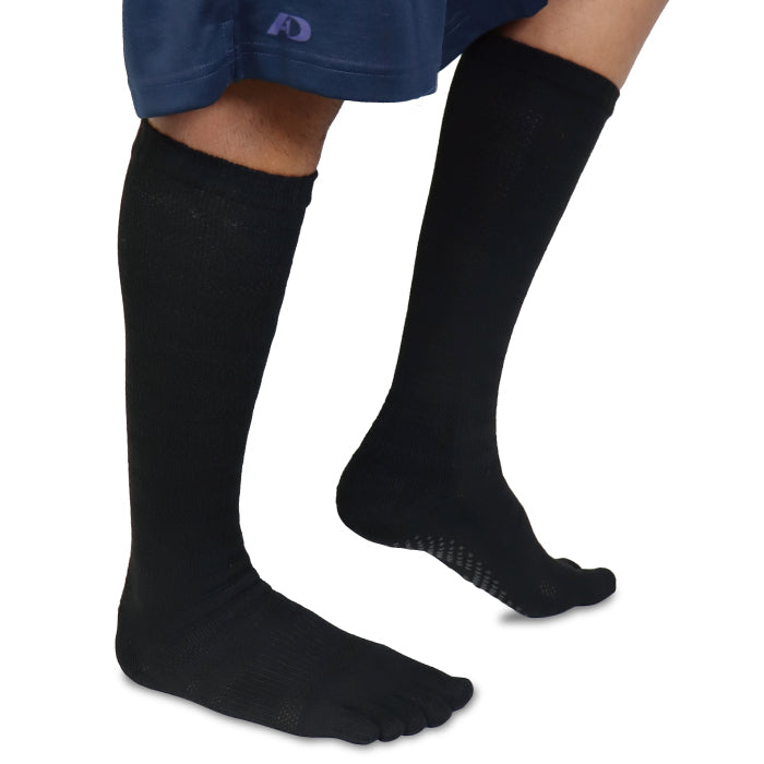 【お得な2足組】ジームード クルー丈 5本指ソックス ベアフット 機能性 靴下 膝下 着圧 吸汗速乾 消臭 サポート 足裏滑り止め スポーツ ビジネス 通学 通勤 シンプル 黒 白 ブラック ホワイト ユニセックス メンズ レディース ジュニア 男女兼用 GMOOD