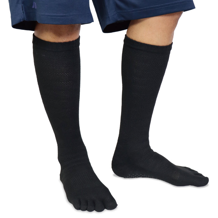 【お得な2足組】ジームード クルー丈 5本指ソックス ベアフット 機能性 靴下 膝下 着圧 吸汗速乾 消臭 サポート 足裏滑り止め スポーツ ビジネス 通学 通勤 シンプル 黒 白 ブラック ホワイト ユニセックス メンズ レディース ジュニア 男女兼用 GMOOD