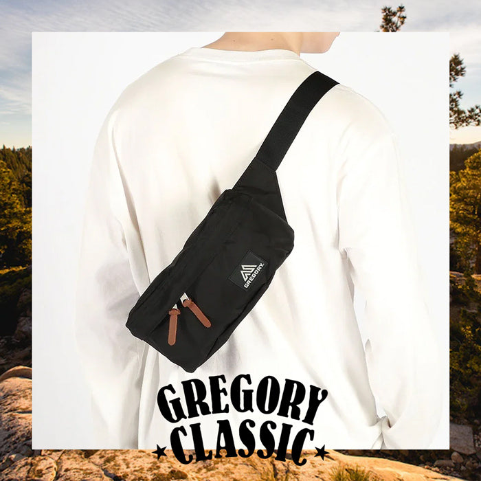GREGORY CLASSIC STANDARD WAIST PACK メンズ レディース グレゴリー スタンダードウエストパック ヒップバッグ 肩掛け サブバッグ アウトドア フェス 旅行 通勤 お出かけ 買い物 レジャー ドライブ 3リットル ユニセックス お揃い 黒 ズーム ブラック