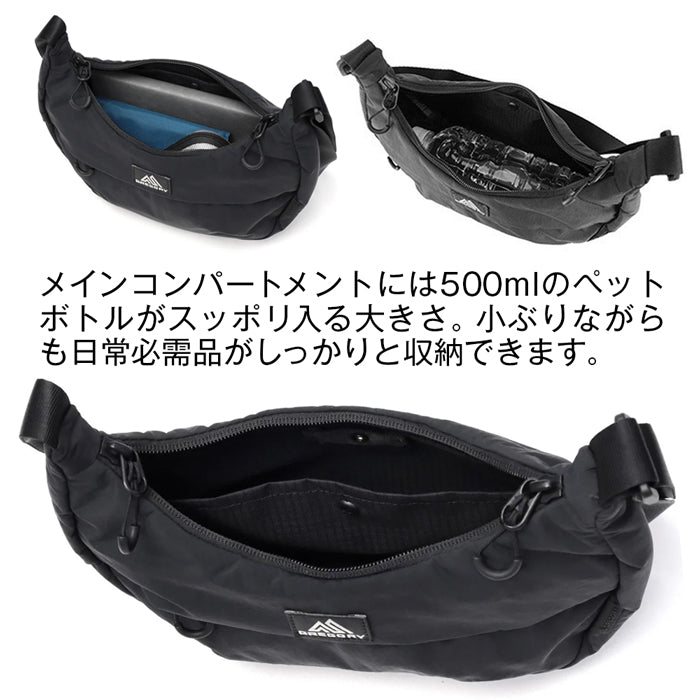 GREGORY SUSZY HALFMOON SHOULDER S レディース グレゴリー グレゴリー スージーハーフムーンショルダー 肩掛け サブバッグ フェス 旅行 通勤 お出かけ 買い物 レジャー 小型 軽量 はっ水 1リットル 女性 婦人 黒 ブラック