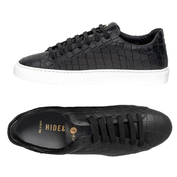【全4色】HIDE&JACK スニーカー メンズ キレカジ カジュアル イタリア ブランド クロコ 正規品 ヌバックレザー IBKLBLKWHT IBKLBLKBLK IBKLBLURED IBKLBLUWHT