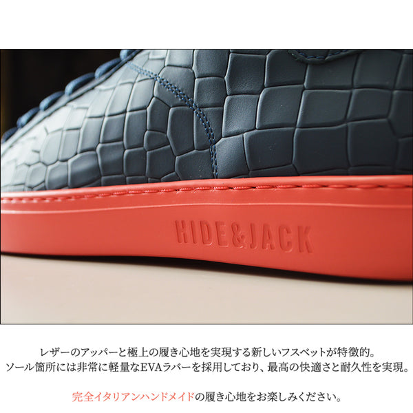 【全4色】HIDE&JACK スニーカー メンズ キレカジ カジュアル イタリア ブランド クロコ 正規品 ヌバックレザー IBKLBLKWHT IBKLBLKBLK IBKLBLURED IBKLBLUWHT