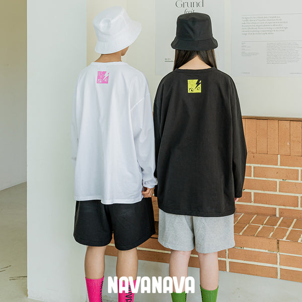 【日本初上陸】ナバナバ ロンTEE NAVANAVA カットソー 子供服 男の子 女の子 韓国ブランド ファッション 長袖 Tシャツ 韓流 ストリート 男女兼用 ビックサイズ オーバーサイズ 人気ブランド ダンス おしゃれ かわいい ゆったり 小学生 中学生