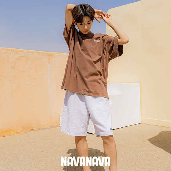 【日本初上陸】ナバナバ スウェットハーフパンツ NAVANAVA 綿 子供 男子 女子 韓国 Kファッション 韓流 ストリート 男女兼用 ビックシルエット オーバーサイズ オレンジ グレー 人気 ダンス おしゃれ かわいい 小学生 中学生