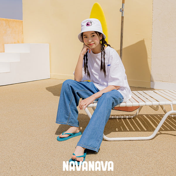 【日本初上陸】ナバナバ ジーンズ ロング パンツ NAVANAVA 綿 子供 男子 女子 韓国 Kファッション 韓流 ストリート 男女兼用 ビックシルエット オーバーサイズ デニム ワイド 人気 ダンス おしゃれ かわいい 小学生 中学生