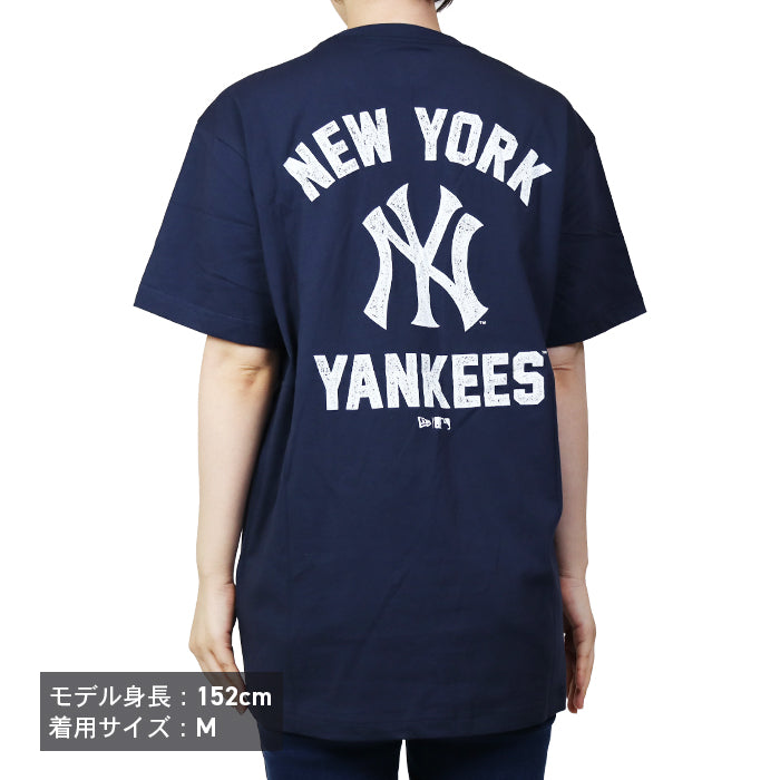 【新商品】Tシャツ 半袖 ニューエラ ニューヨークヤンキースー バックプリント ネイビー ユニセックス レディース メンズ ストリートファッション 夏 コットン MLB ロゴ 14499032