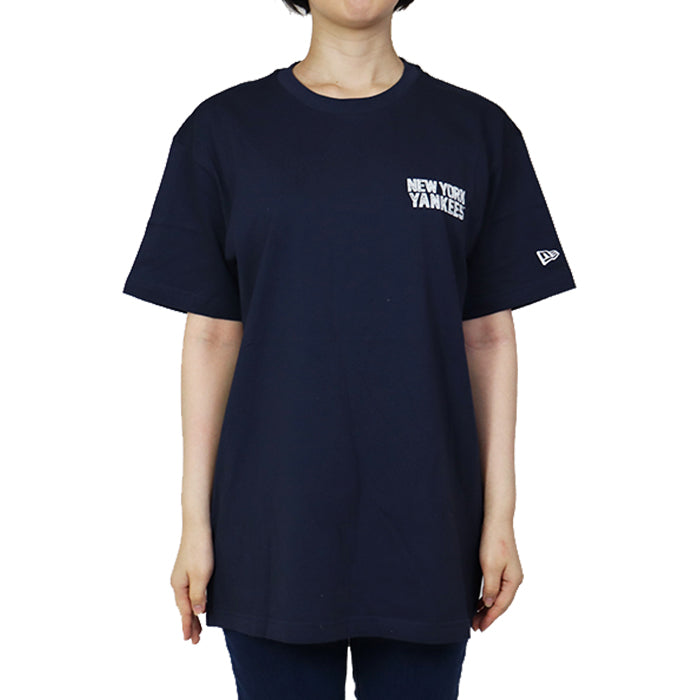 【新商品】Tシャツ 半袖 ニューエラ ニューヨークヤンキースー バックプリント ネイビー ユニセックス レディース メンズ ストリートファッション 夏 コットン MLB ロゴ 14499032