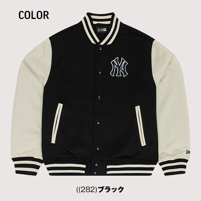 【海外モデル】 ニューエラ NEW ERA ボンバージャケット スタジアムジャンパー スタジャン メンズ BOMBER JCKT JACKET 大きいサイズ ヤンキース MLB 刺繍 ストリート ブラック 黒 オフホワイト 白 男性 紳士