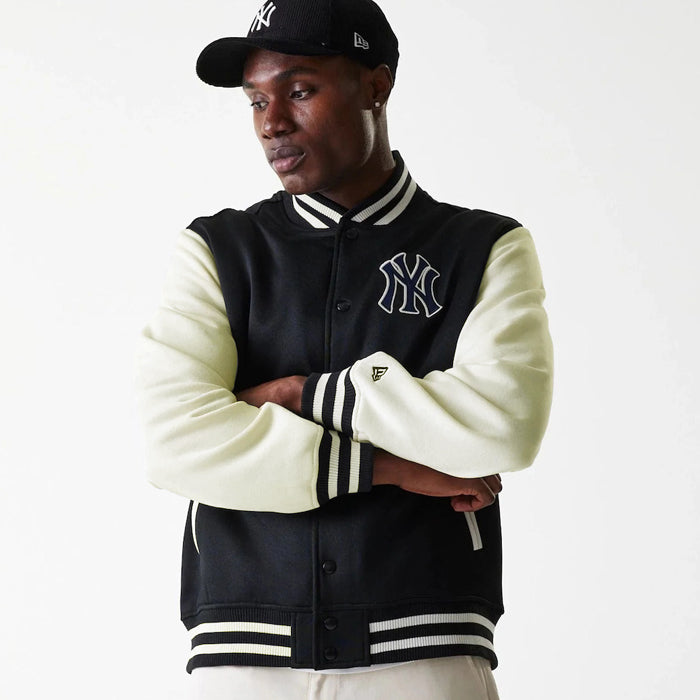 【海外モデル】 ニューエラ NEW ERA ボンバージャケット スタジアムジャンパー スタジャン メンズ BOMBER JCKT JACKET 大きいサイズ ヤンキース MLB 刺繍 ストリート ブラック 黒 オフホワイト 白 男性 紳士