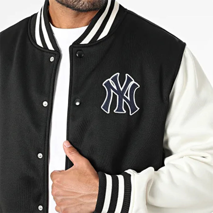 【海外モデル】 ニューエラ NEW ERA ボンバージャケット スタジアムジャンパー スタジャン メンズ BOMBER JCKT JACKET 大きいサイズ ヤンキース MLB 刺繍 ストリート ブラック 黒 オフホワイト 白 男性 紳士