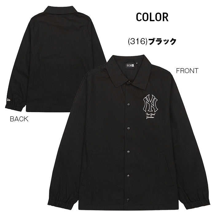 【大きいサイズ】 ニューエラ NEW ERA MLB TWILL COACHES JCKT JACKET メンズ ツイル ブラック コーチジャケット NY ヤンキース HIPHOP ワークスタイル ストリートファッション 刺繍 ロゴ ストリート ブラック 海外モデル 紳士 男性 スポーツ カジュアル