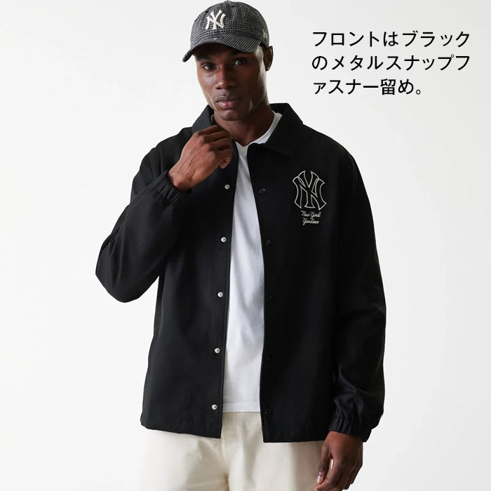 【大きいサイズ】 ニューエラ NEW ERA MLB TWILL COACHES JCKT JACKET メンズ ツイル ブラック コーチジャケット NY ヤンキース HIPHOP ワークスタイル ストリートファッション 刺繍 ロゴ ストリート ブラック 海外モデル 紳士 男性 スポーツ カジュアル