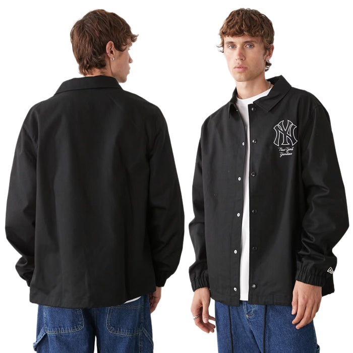 【大きいサイズ】 ニューエラ NEW ERA MLB TWILL COACHES JCKT JACKET メンズ ツイル ブラック コーチジャケット NY ヤンキース HIPHOP ワークスタイル ストリートファッション 刺繍 ロゴ ストリート ブラック 海外モデル 紳士 男性 スポーツ カジュアル