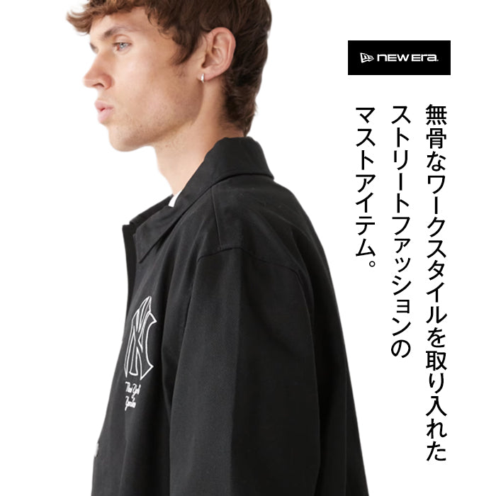 【大きいサイズ】 ニューエラ NEW ERA MLB TWILL COACHES JCKT JACKET メンズ ツイル ブラック コーチジャケット NY ヤンキース HIPHOP ワークスタイル ストリートファッション 刺繍 ロゴ ストリート ブラック 海外モデル 紳士 男性 スポーツ カジュアル