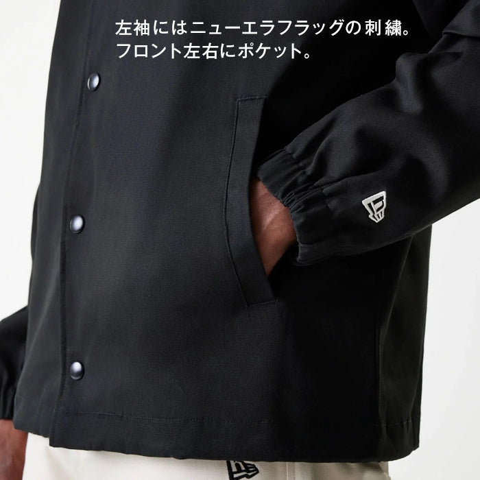 【大きいサイズ】 ニューエラ NEW ERA MLB TWILL COACHES JCKT JACKET メンズ ツイル ブラック コーチジャケット NY ヤンキース HIPHOP ワークスタイル ストリートファッション 刺繍 ロゴ ストリート ブラック 海外モデル 紳士 男性 スポーツ カジュアル