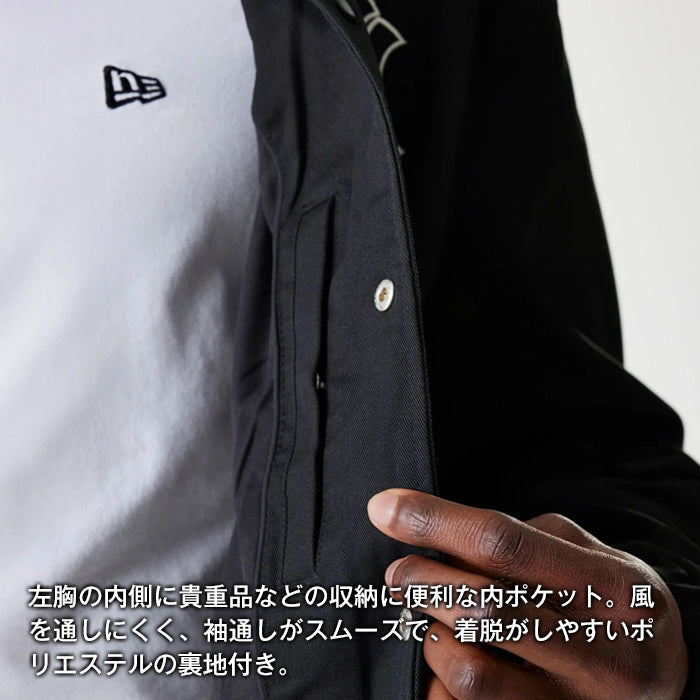 【大きいサイズ】 ニューエラ NEW ERA MLB TWILL COACHES JCKT JACKET メンズ ツイル ブラック コーチジャケット NY ヤンキース HIPHOP ワークスタイル ストリートファッション 刺繍 ロゴ ストリート ブラック 海外モデル 紳士 男性 スポーツ カジュアル