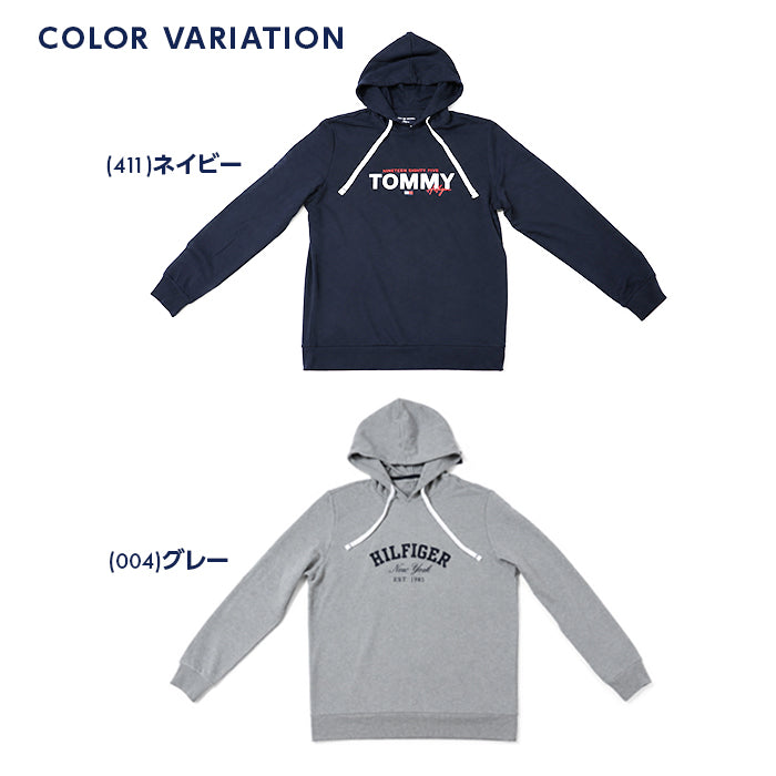 トミーヒルフィガー パーカー メンズ TOMMY HILFIGER フレンチテリー フーディー ロゴ プルオーバー 長袖 薄手 春 秋 USサイズ 09T4499