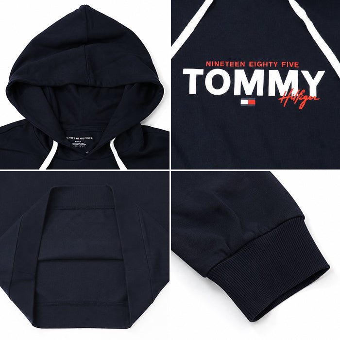 トミーヒルフィガー パーカー メンズ TOMMY HILFIGER フレンチテリー フーディー ロゴ プルオーバー 長袖 薄手 春 秋 USサイズ 09T4499