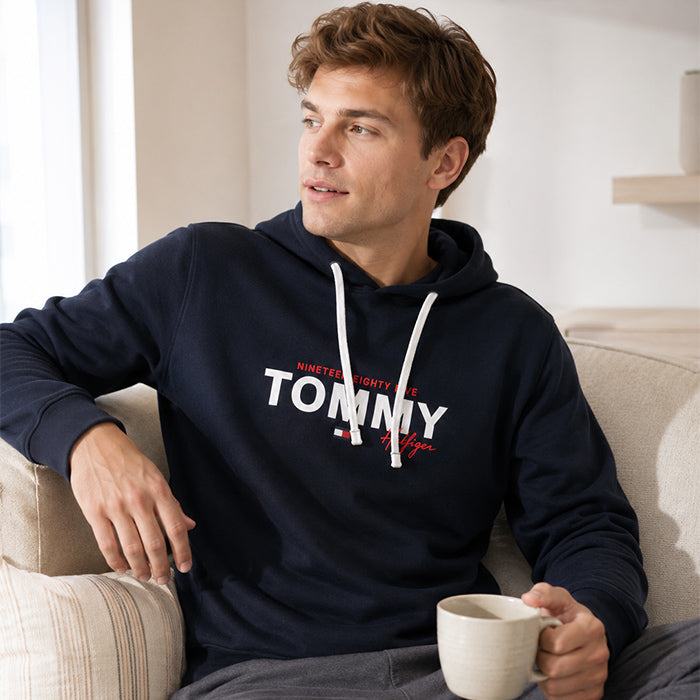 トミーヒルフィガー パーカー メンズ TOMMY HILFIGER フレンチテリー フーディー ロゴ プルオーバー 長袖 薄手 春 秋 USサイズ 09T4499