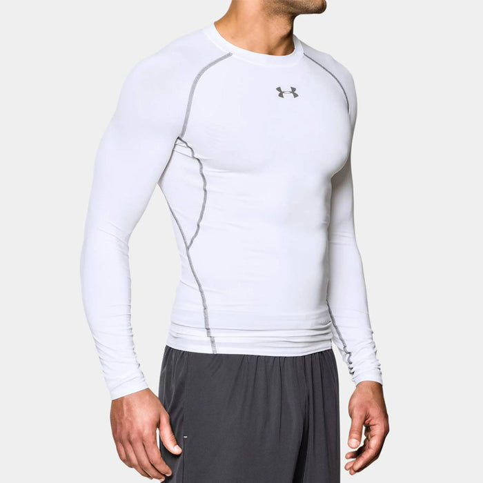 アンダーアーマー メンズ長袖ヒートギアコンプレッションシャツ ホワイト UNDER ARMOUR HG LS COMP 1257471-100 WHITE