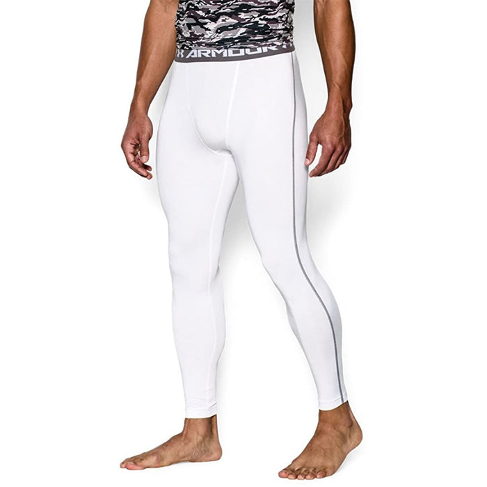 アンダーアーマー メンズ長袖ヒートギアコンプレッションパンツ ホワイト UNDER ARMOUR HG LS COMP 1257474-100 WHITE