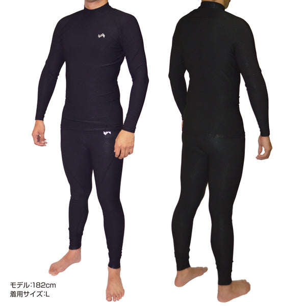 【上下セット】エイアイサーモ-EXコンプレッションインナー メンズ A.D.ONE 機能性 保温 防寒 吸汗 速乾 ストレッチ 裏地 アルミ 蒸着 スポーツ ゴルフ トレーニング ランニング ウォーキング ヨガ アウトドア 男性 紳士 men 着圧