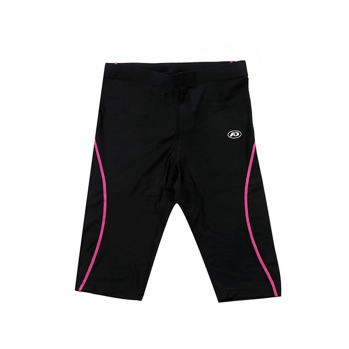エーディーワン レディーススパッツ５分丈ストレッチパンツ ブラック×ピンク A.D.ONE ADC-122LP BLACK×PINK