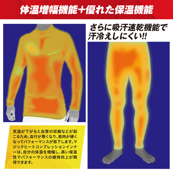 【 上下別売り 】アンダーウェア 汗冷え軽減 マジックヒートコンプレッションインナー レディース 機能性 保温 防寒 吸汗 速乾 ストレッチ アスリート設計 スポーツ ゴルフ トレーニング ランニング ウォーキング ヨガ アウトドア 女性 婦人 着圧